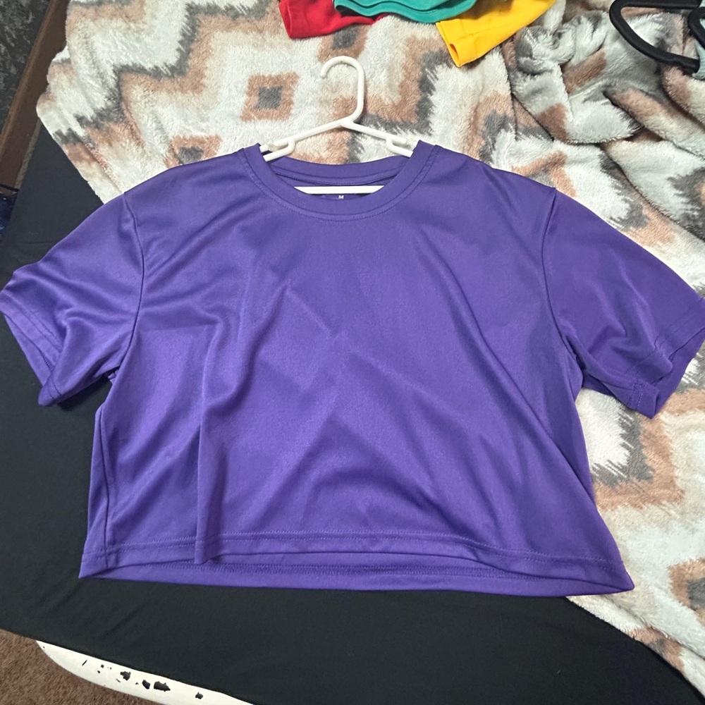 SHEIN Vibrant Purple Short Sleeve Tee